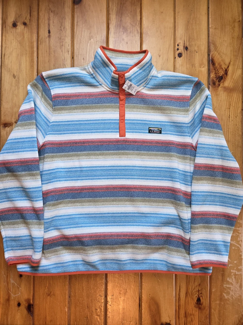 L.L. Bean Men’s Fitted Striped Quarter-Snap Fleece Pullover Size XXXL